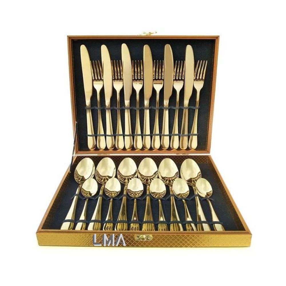LMA 24 Piece luxurious Stainless Steel Cutlery Set Gold Shop Today
