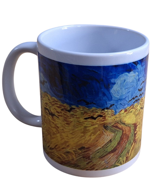 Coffee/Tea Cup - Black Birds over Cornfield with Blue Clouds