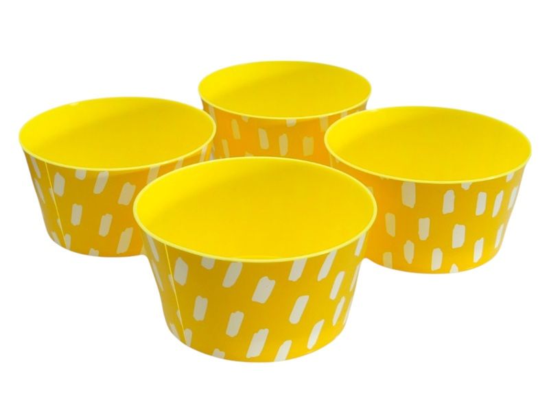 4 Piece Plastic Cereal Bowl Set with Print - 750ML