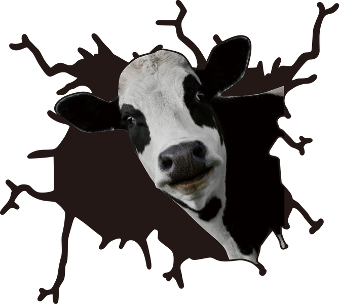Michris Cow In Glass Vinyl Stickers