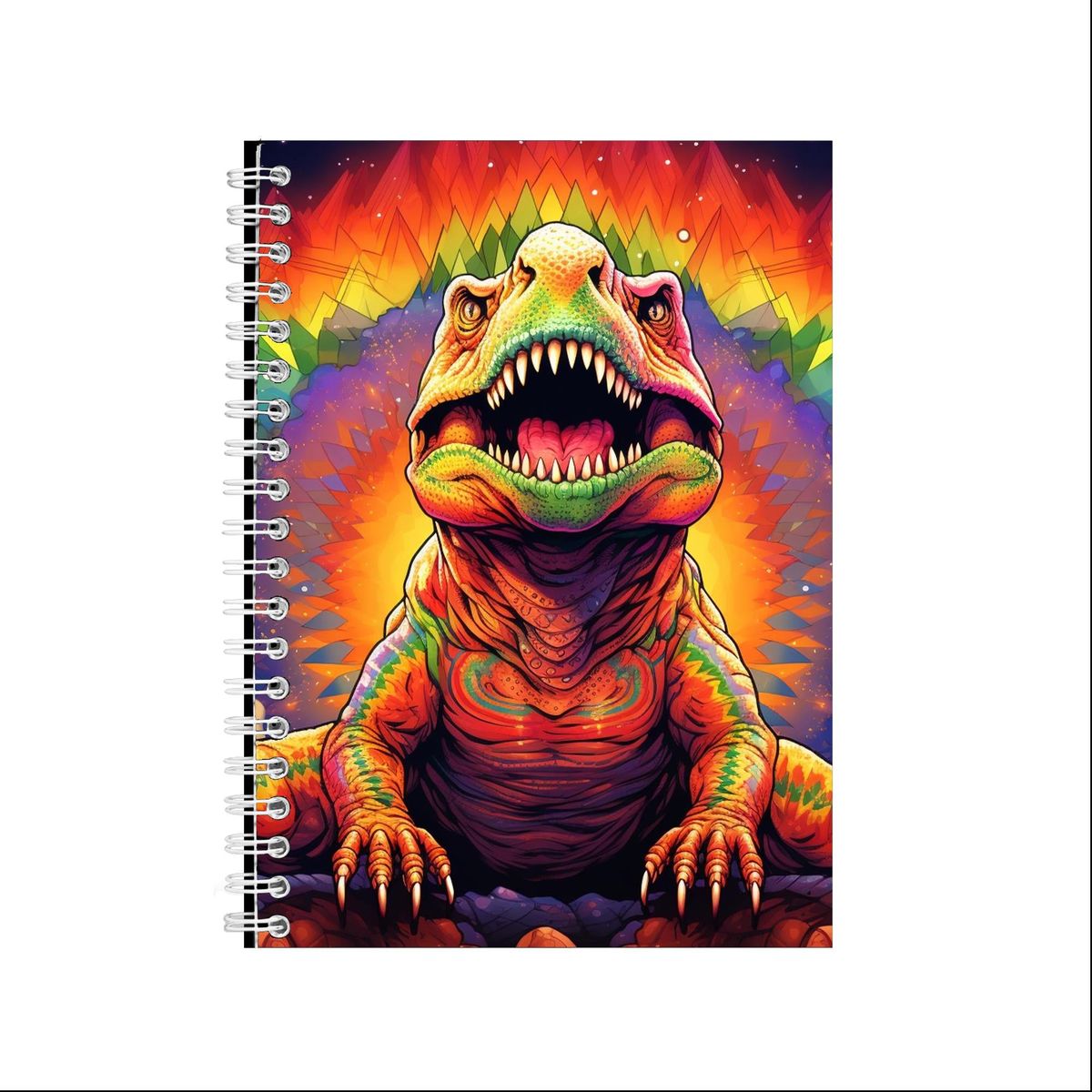 Psychedelic T-rex 2 Notepad A5 Gift Idea 