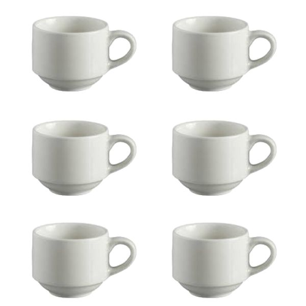 6 Piece Cup 100ML Blanco Espresso Stacking Porcelain - Continental China