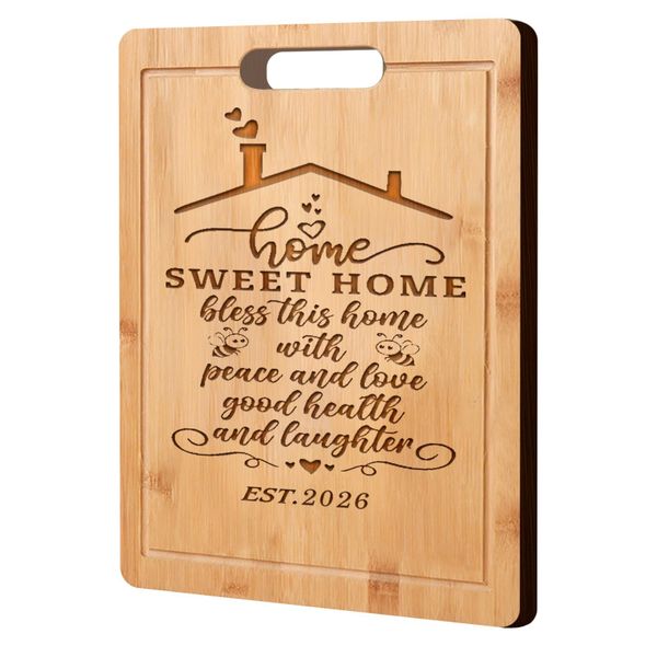 New Home Laser Engraved Bamboo Cutting Board House Warming Gifts For Women