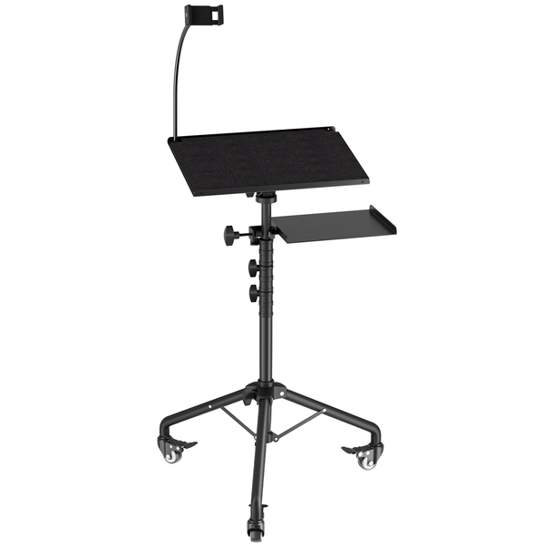Adjustable Laptop &amp; Projector Tripod Stand on Wheels With Phone Holder