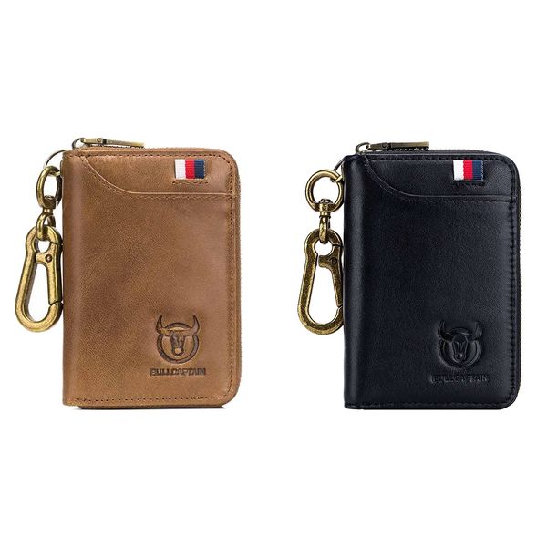 Bullcaptain Leather Men&amp;Women Key Wallet Brown