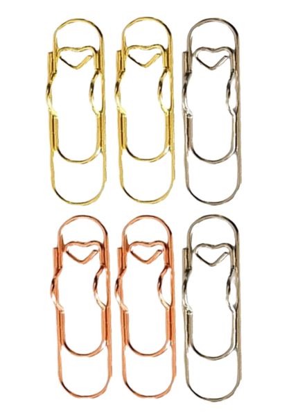 Colors Heart Pen Clip Metal Pencil Clips 6 Piece
