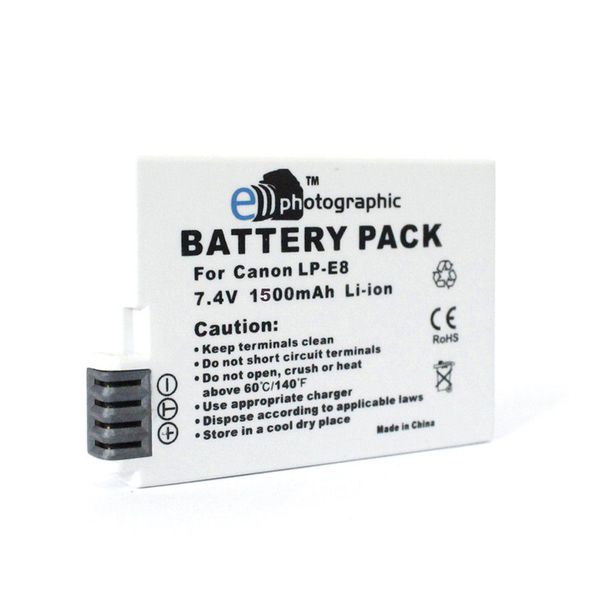 E-Photographic High Capacity 1500 mAh Lithium Battery- replaces Canon LP-E8
