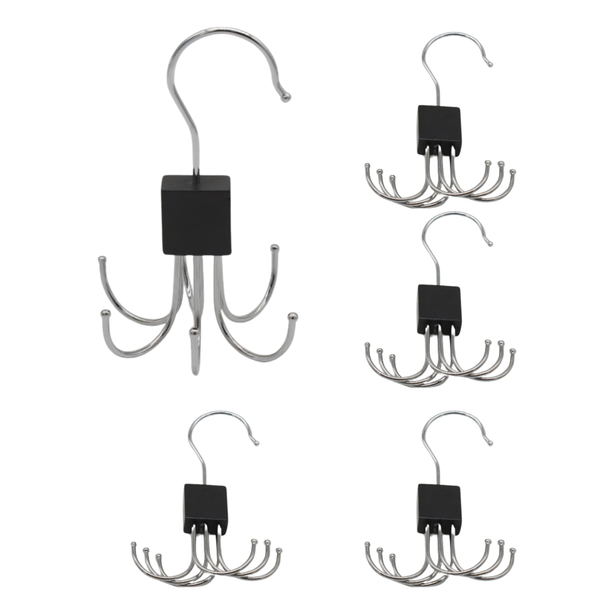 Bestby - 5 Pcs Belt &amp; Hat Organizer 360 Rotatable Prong Hooks