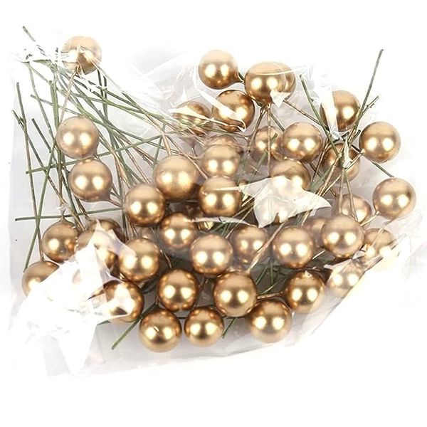 100pcs Christmas Gold Holly Berries .