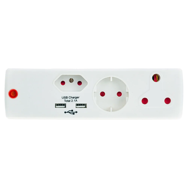 Electric Adap 1X16A 1X5A 1Xsch 2Xusb - 3 Pack