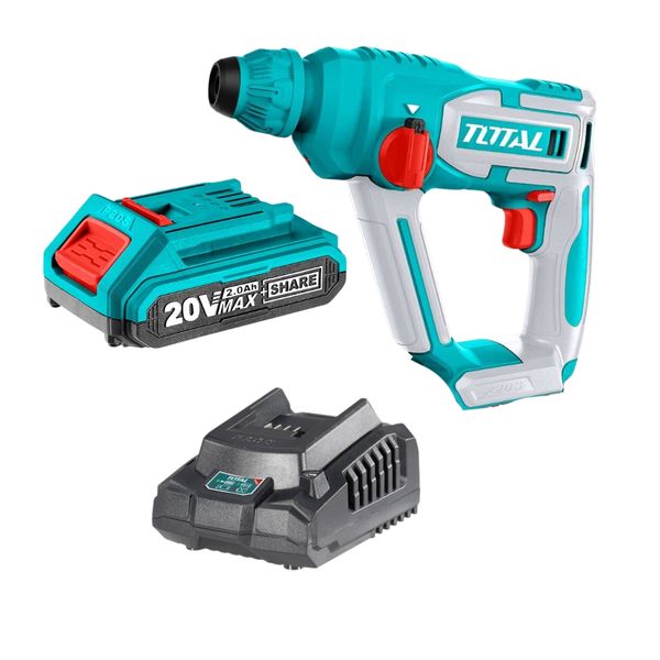 Total Tools - Cordless Rotary Hammer with Battery 2.0 Ah &amp; Charger