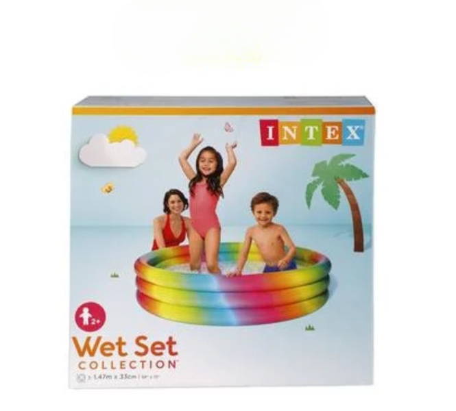 Intex 147×33 cm 3-Ring Pool - Colorful Rainbow Ombre for Kids