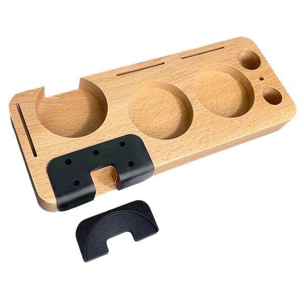Wooden Espresso Tamper Base with Non-Slip Silicone Integrated Coffee Press