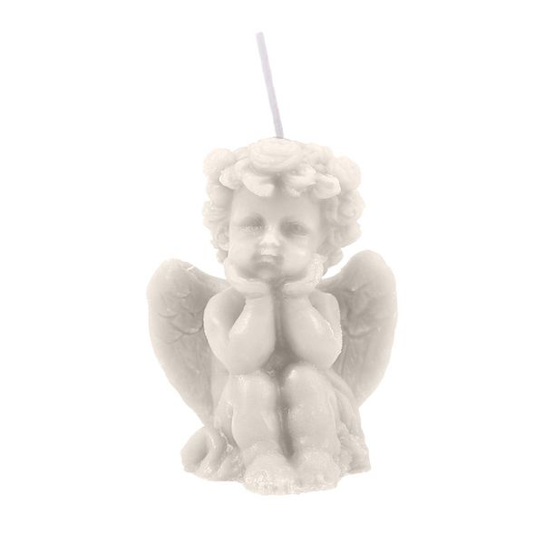 A Scented Candle in the Shape of an Angel with Its Chin Resting on Its Hand