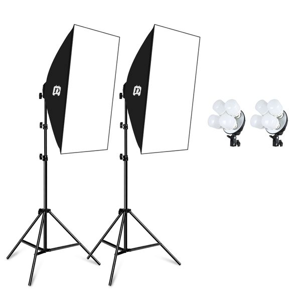 2 x Puluz Soft Box Continuous Lighting Kits (2x E27 Single Globe Sockets)