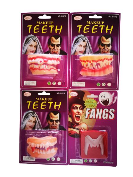Set Of 4 Dress Up Fake Teeth - Halloween Scary Teeth / Fangs