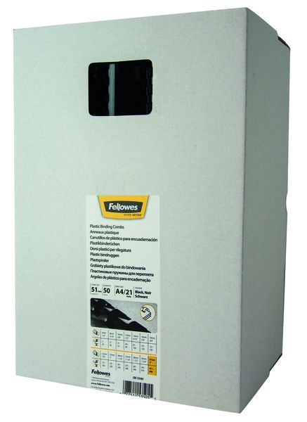 Fellowes Black 51mm A4 450 Sheet Plastic Binding Combs Pack of 50