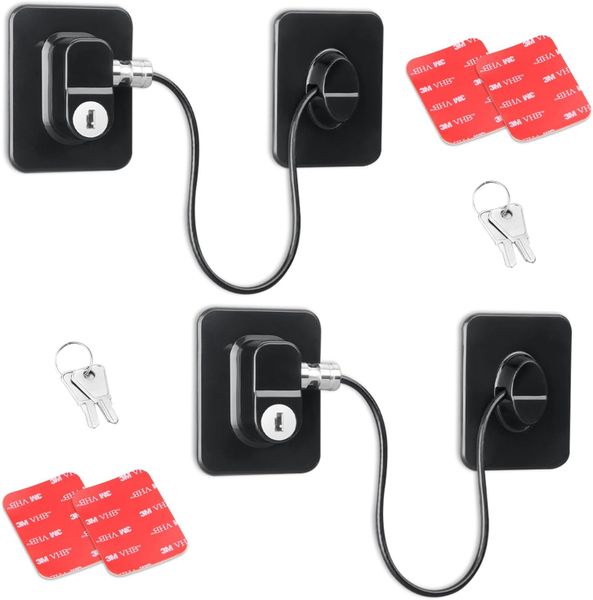 Fridge Locks with Key 2 Pack Strong Adhesive Child Safety Locks