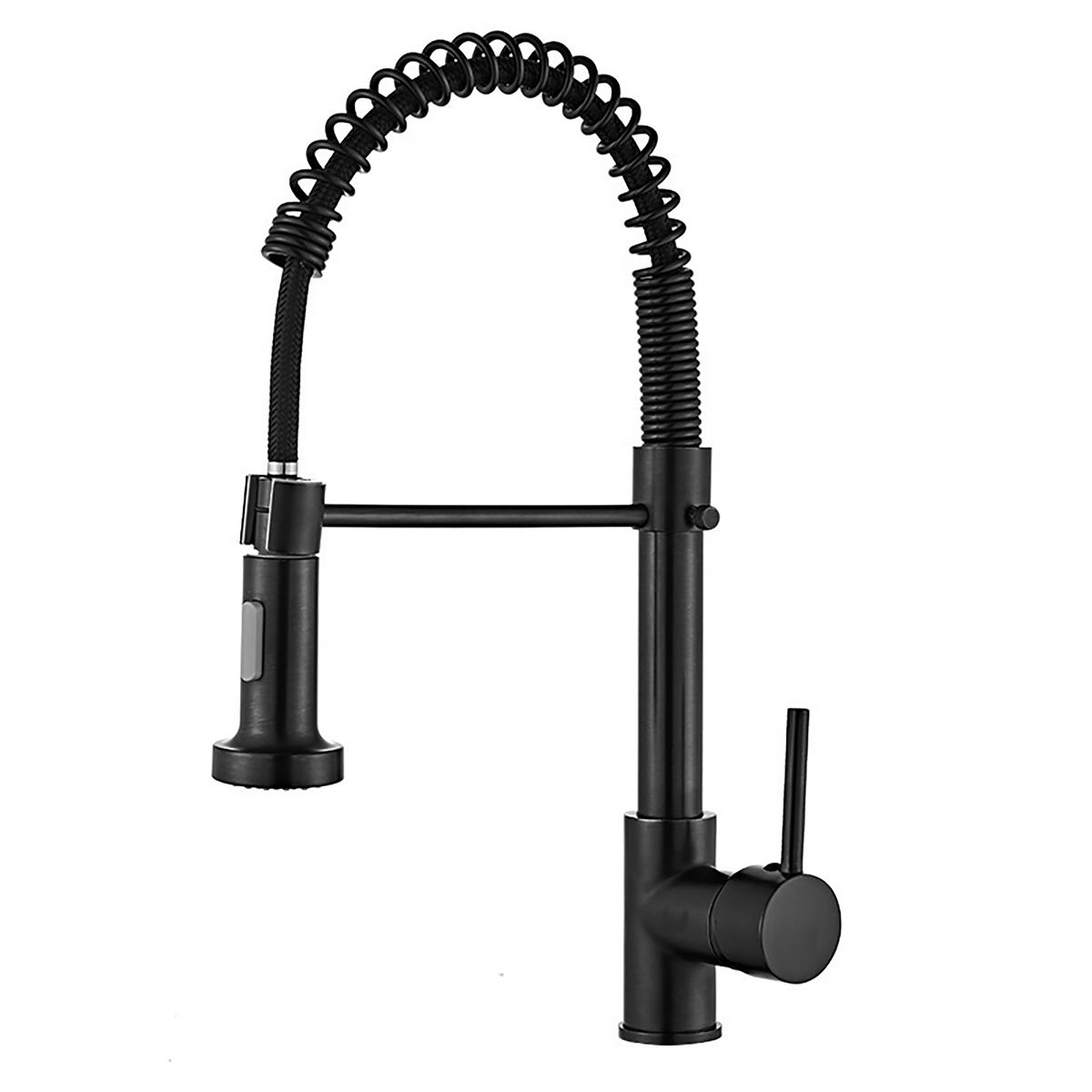 Single Handle Lever Spring Kitchen Sink Faucet with Pull Down Sprayer