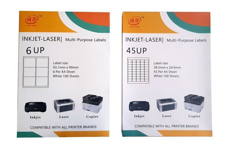 45Up and 6 up Label Self Adhesive A4 Size 100 Sheets