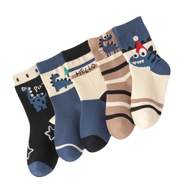 Cotton Dinosaur Socks for Kids Breathable Non-Slip