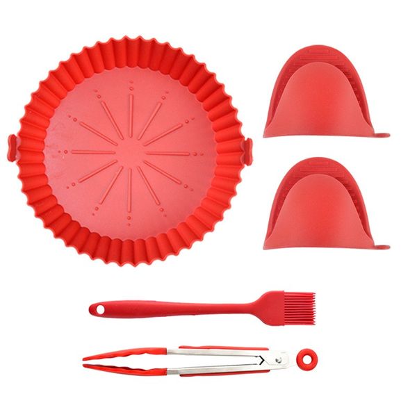 5 Pack Silicone Air Fryer Liner, Reusable, Non-Stick, Oil-Proof