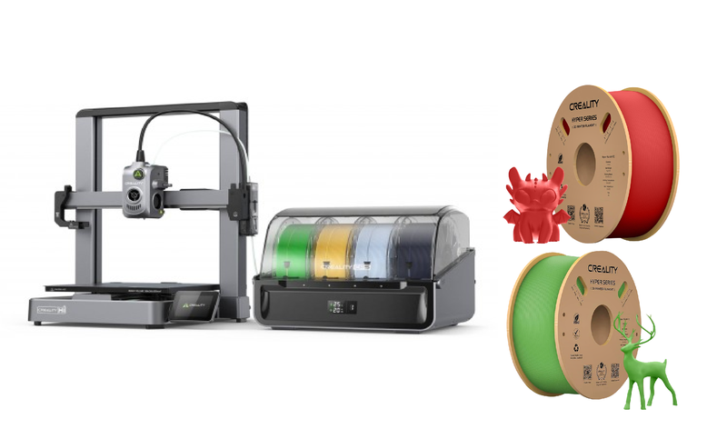 Creality Hi 3D Printer Combo with Red &amp; Green Filament &amp; CF System