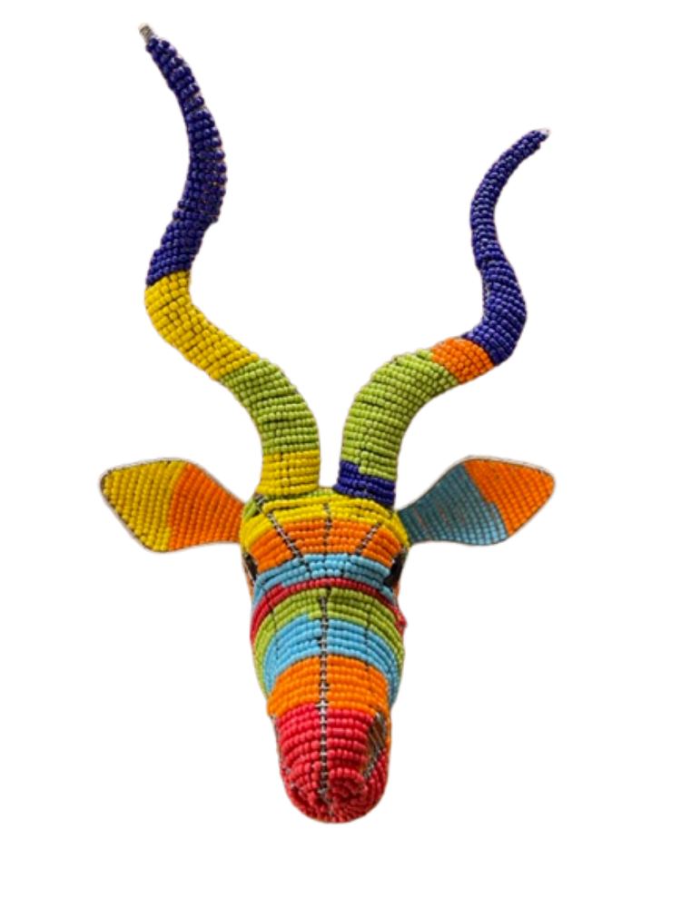 Bead and Wire Multi-Colour Kudu Head - Wall Decor Art Handmade - Medium