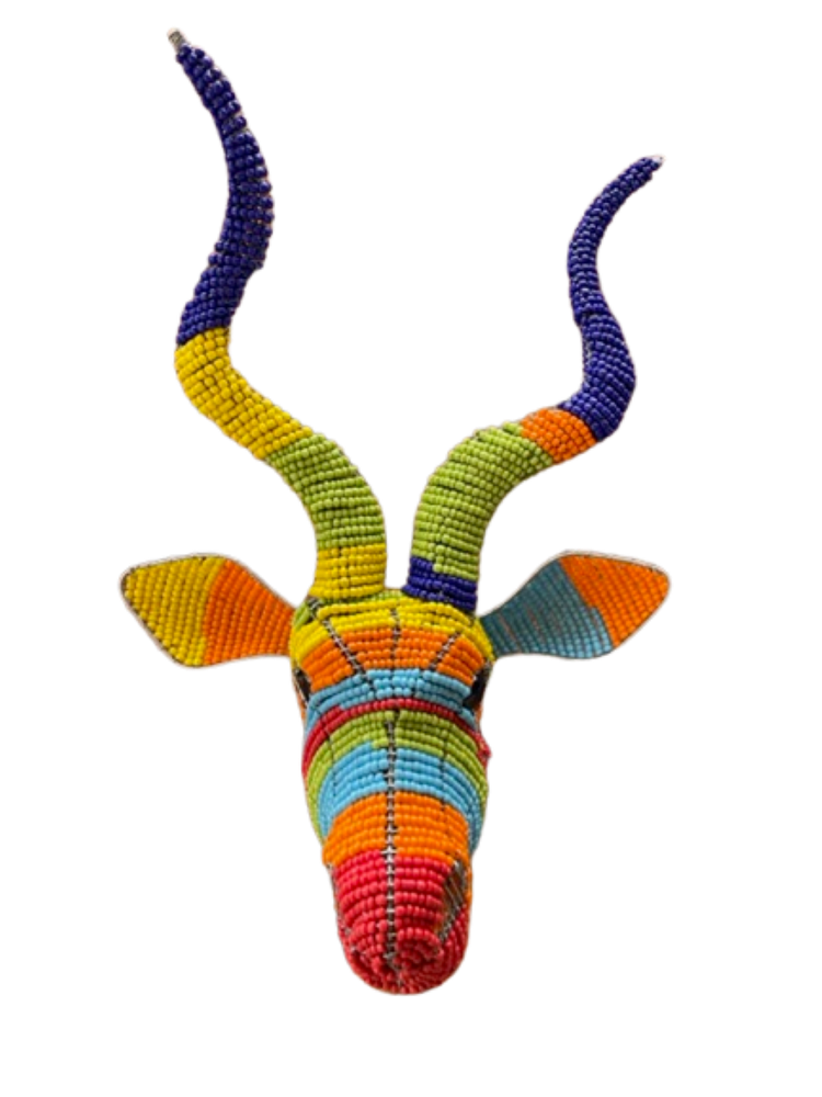 Bead and Wire Multi-Colour Kudu Head - Wall Decor Art Handmade - Medium