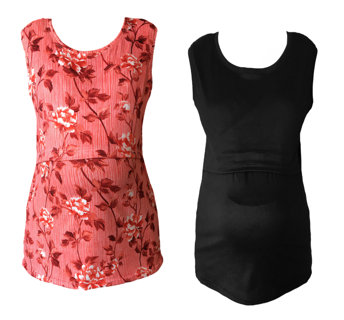 Maternity & Breastfeeding Tank Top 2 PackPink Floral & Black Shop