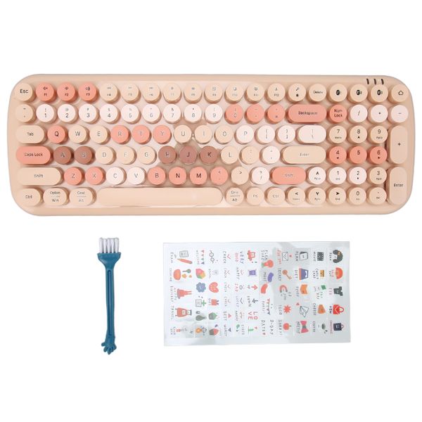 Retro Round Keyboard 100 Keys, BT, Milk Tea Color