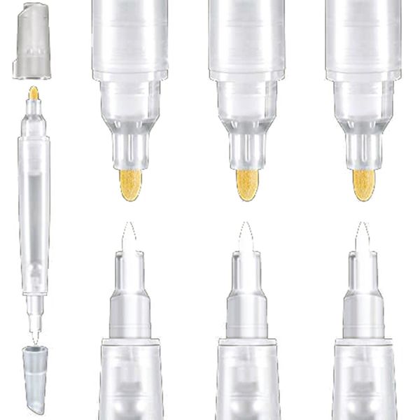 Set of 6 Blank Refill Paint Markers Double End Refillable Paint Pens