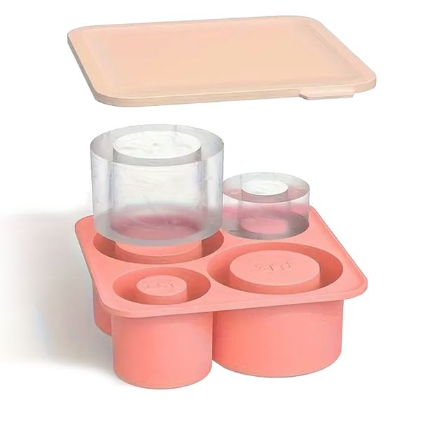 Kabukis Silicone Ice Cube Tray with Lid - 4 Durable Cylindrical Molds Green