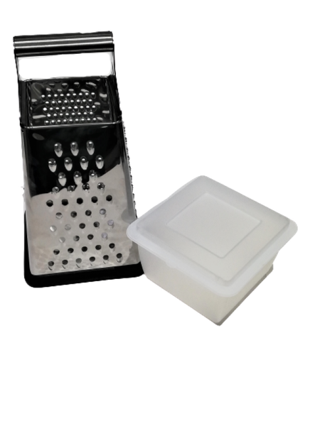 Grater 4 Sided Stainless Steel With Plastic Container &amp; Lid