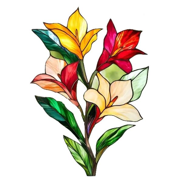 Decor Vibrant Colorful Bohemian Floral Window Cling Sticker -38cm