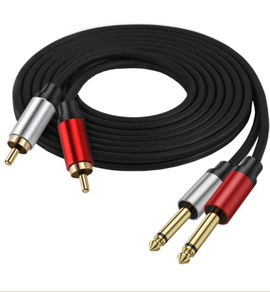 SlingTech 2 x 6.35mm To 2 x RCA Stereo Professional Audio Cable