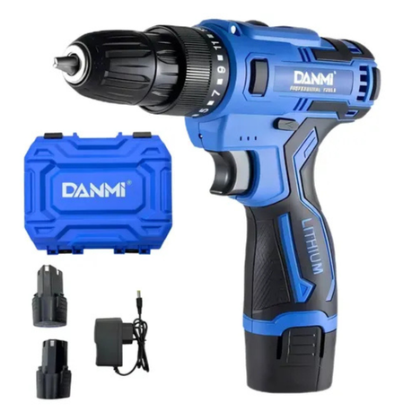 DANMI Powerful 12V Lithium-Ion Cordless Electric Drill Set - 2 Batteries