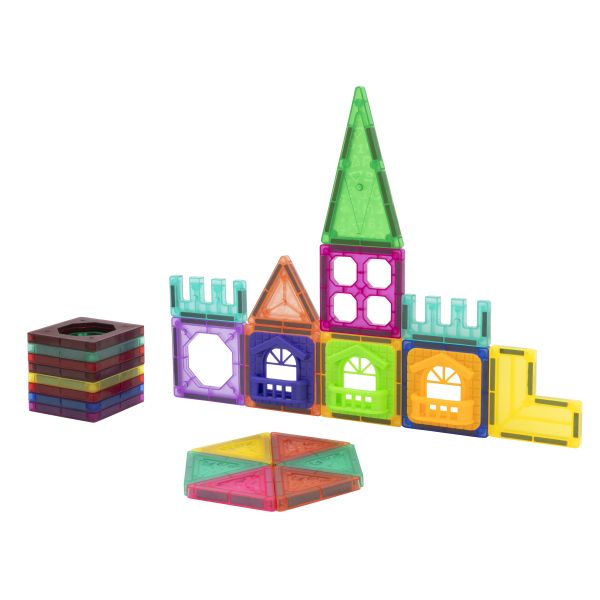 Edu-Matic 30-Piece Magnetic Building Tiles Set - STEM Toy for Kids