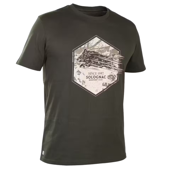 Solognac Cotton Short-Sleeved T-shirt - 100 Boar Green