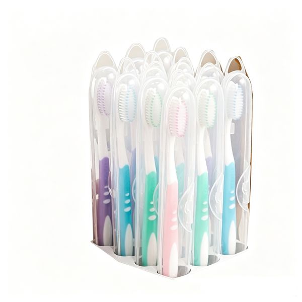 Colorful Soft Bristle Toothbrush Set - 12-Pack Travel &amp; Home Use