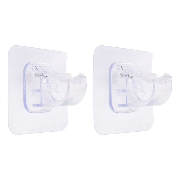 No Drill Curtain Rod Brackets Set, 2-Piece Adjustable Adhesive Curtain Rod