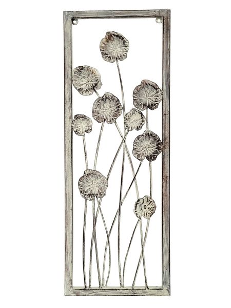 Antique Grey Wall Art Panel Flower