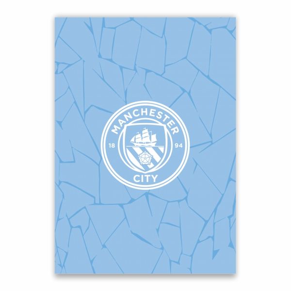 Man City White Logo And Light Blue Background Poster - A1