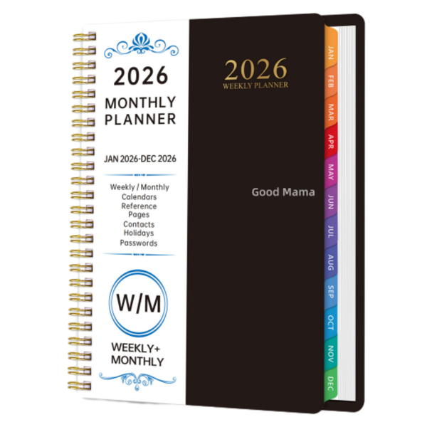 GoodMama A5 Diary Notebook Weekly 2026 Calendar Planner 12 Month Organiser