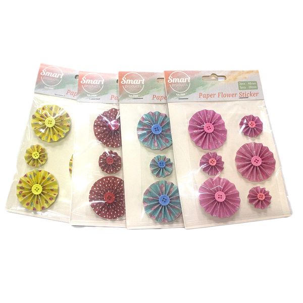 Paper Flowers Stickers Set 24 pieces