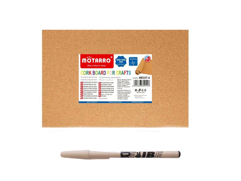 Cork Board Rolls For Crafts 600mm x 400mm 4mm Thick Added ReVibe Pen