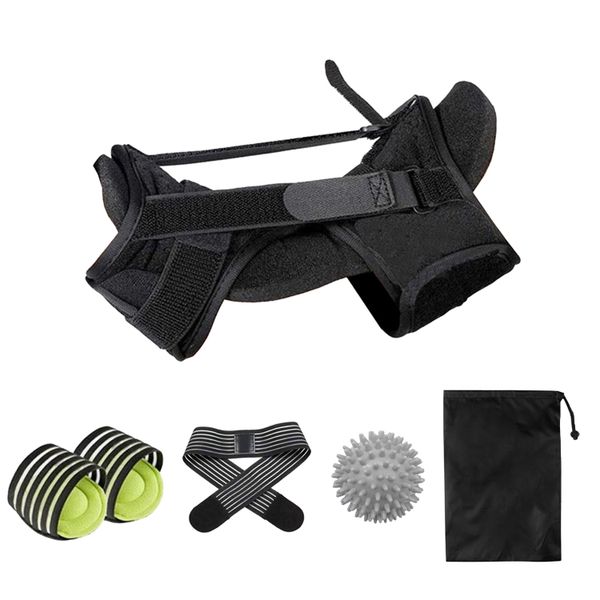 5-In-1 Foot Drop Night Splint with Massage Ball, Arch Pad, Ankle Strap