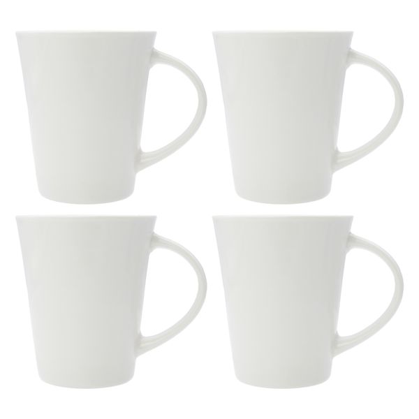 Regent Super White Trumpet Shape Coffee Mug 380ml - 4 Pack