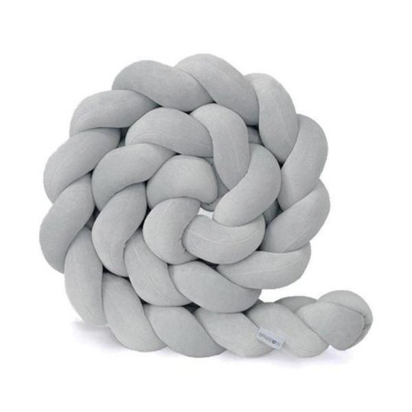 Cot Bed Braided Bumper - Grey