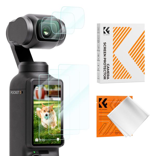 K&amp;F 7-in-1 Kit for DJI Osmo Pocket 3 &amp; 4: 3x Screen&amp;Lens Protectors + Cloth